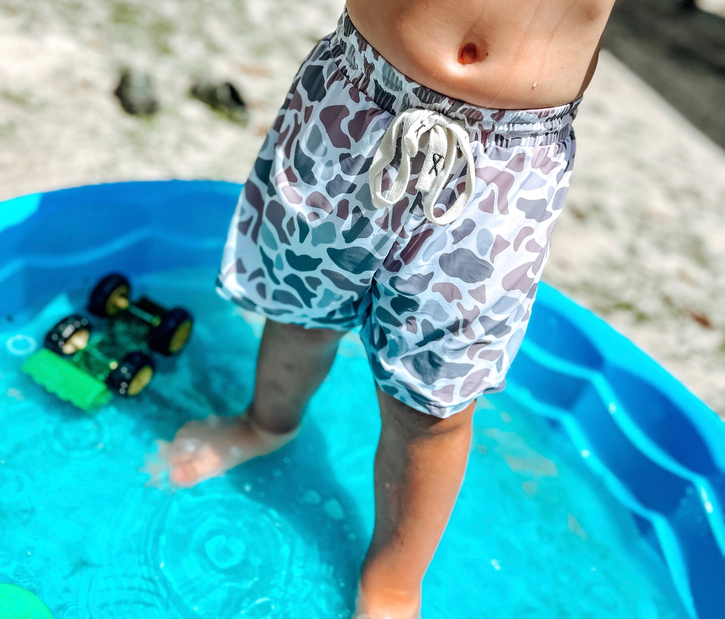 Grey Camo Swim Trunks