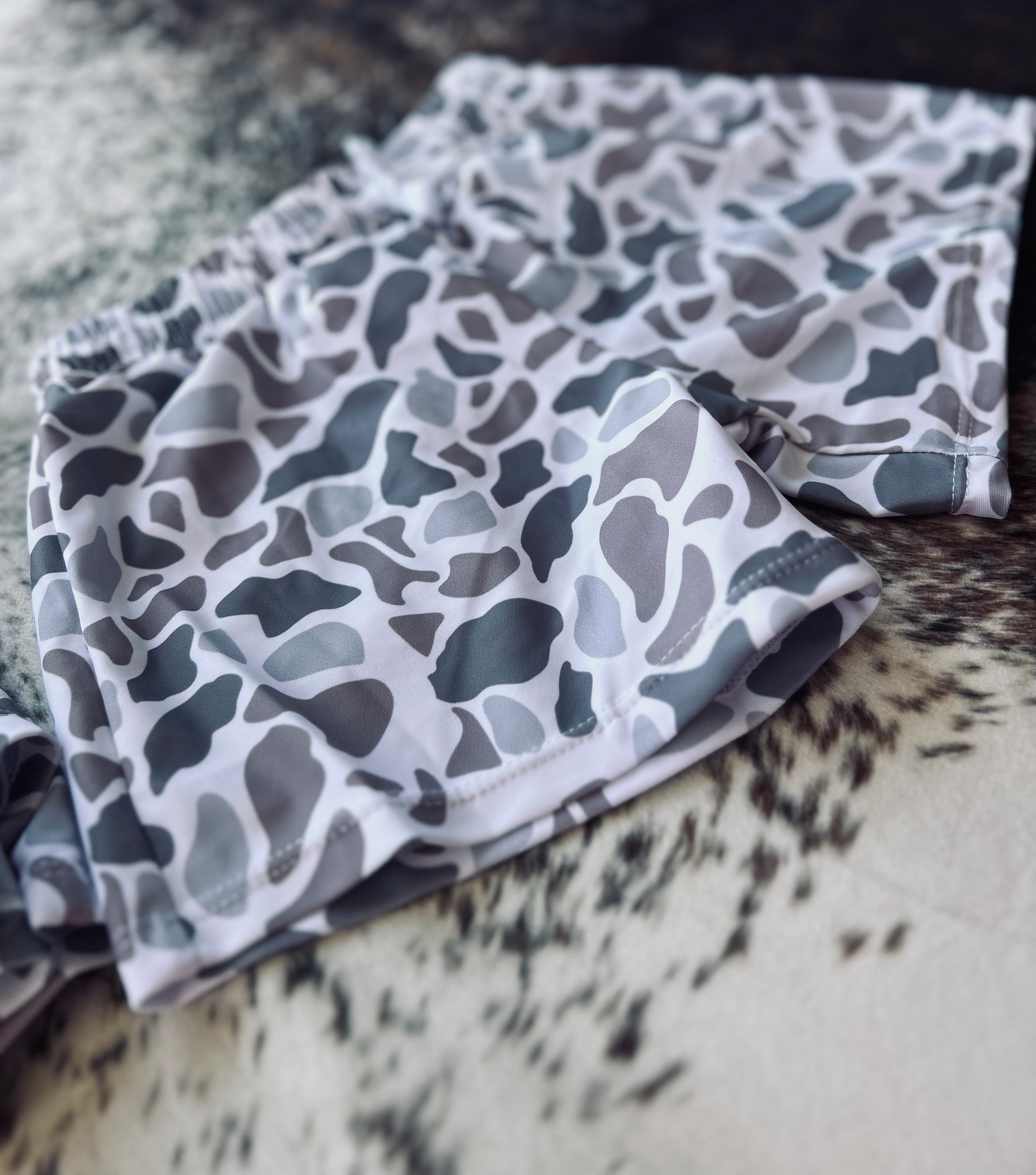 Grey Camo Swim Trunks